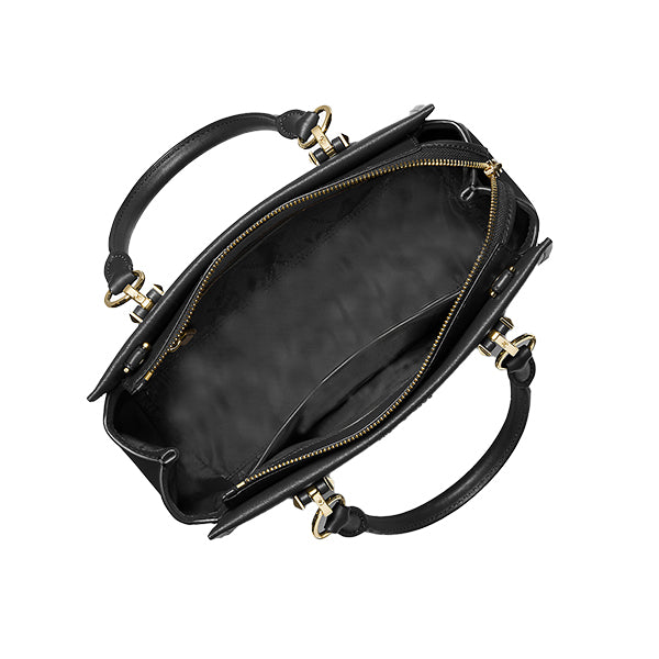 Marilyn Medium Saffiano Leather Satchel (Black)