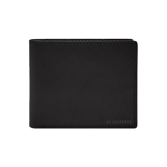 Men's Black Bifold Leather Wallet with Flip ID