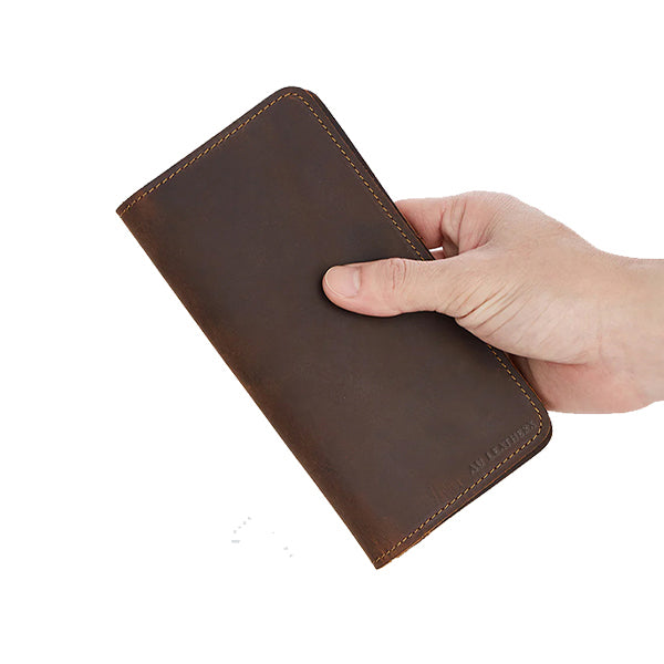 Men's Dark Brown Long Wallet