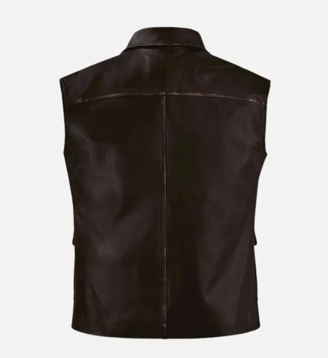 Men's Dark Brown Leather Vest