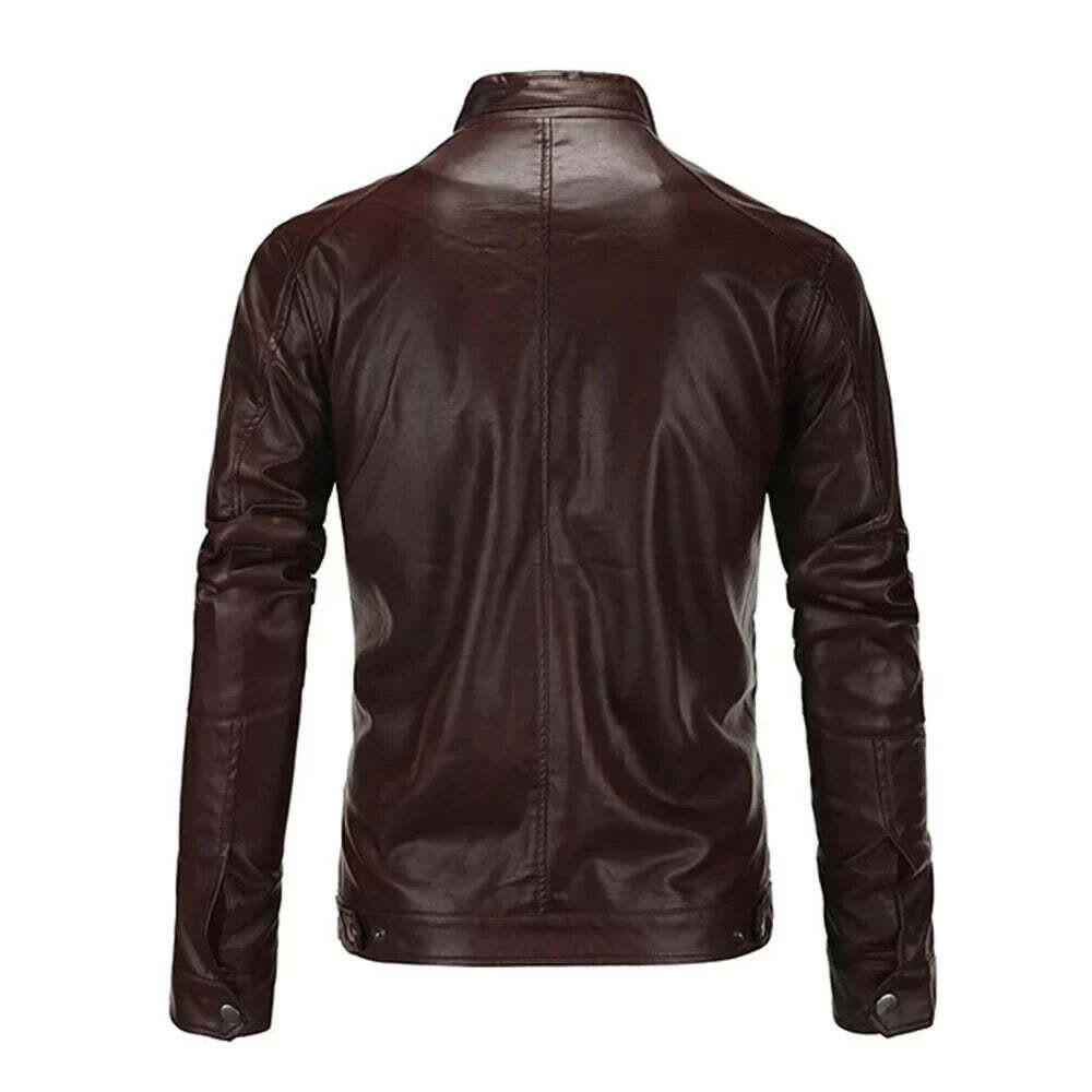 Mens Premium Dark Brown Leather Cafe Racer Jacket