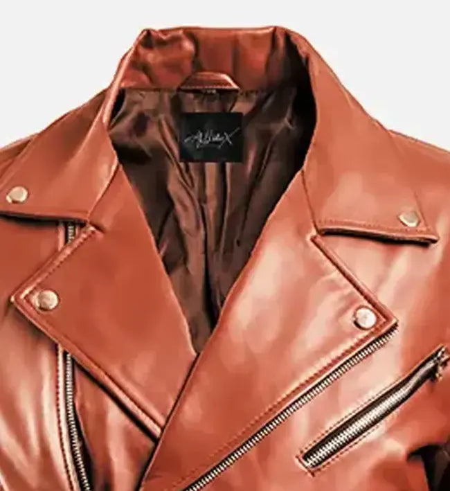 Mens biker brown leather jacket
