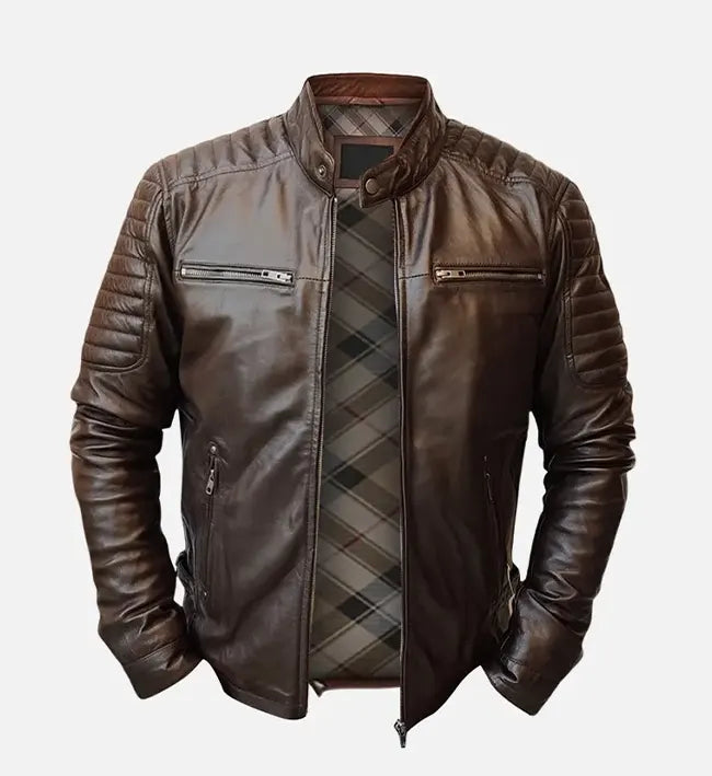 Mens sprint brown leather jacket
