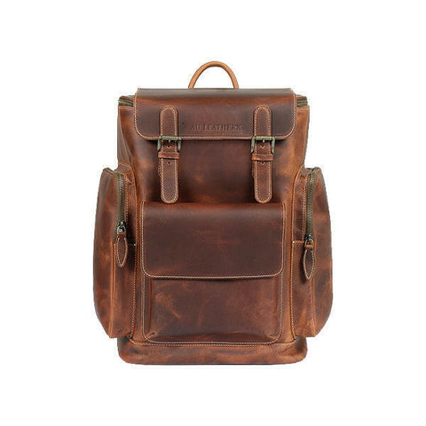 Tan Leather Travel Backpack