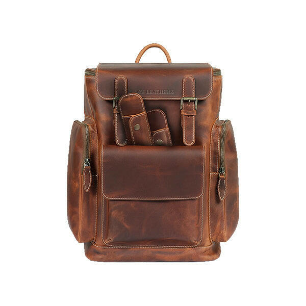 Tan Leather Travel Backpack