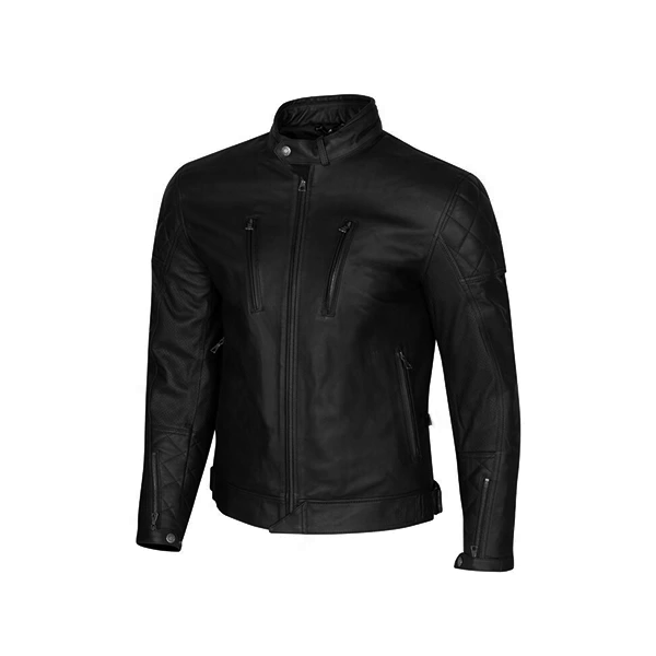 Men's Armored  Black Leather Jacket