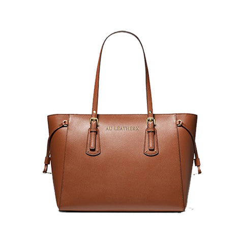 Voyager Medium Crossgrain Leather Tote Bag Luggage