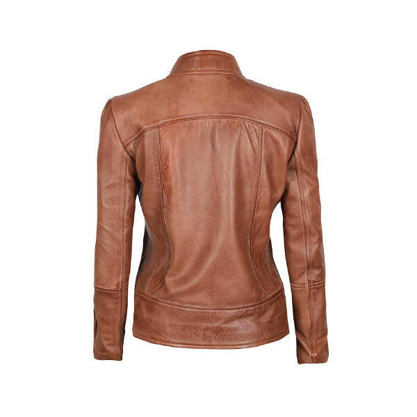 Women's Premium Tan Motorcycle Leather Jacket - AU LeatherX