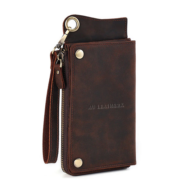 Women's Coffee Brown Long Leather Wallet