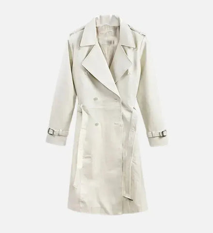 Women's Off White Leather Coat