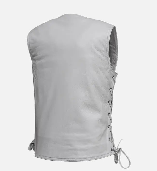 Women's Motorcycle White  Leather Vest