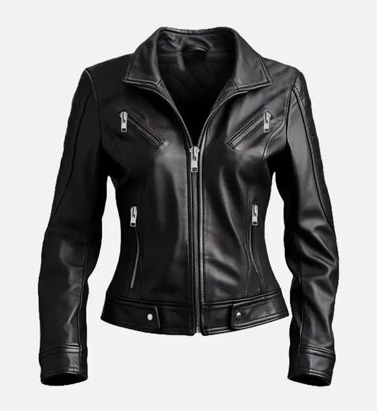 Womens dasha black leather jacket