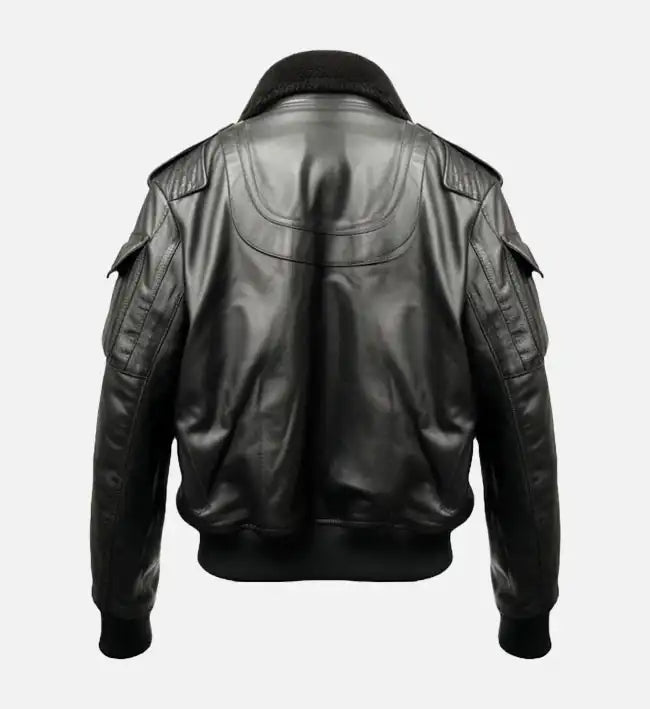 Men's Aviator Black Bomber Leather Jacket