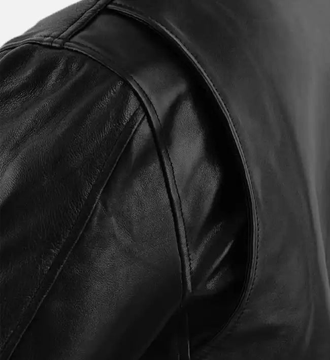 Men's Asymmetrical Black Biker Leather Jacket