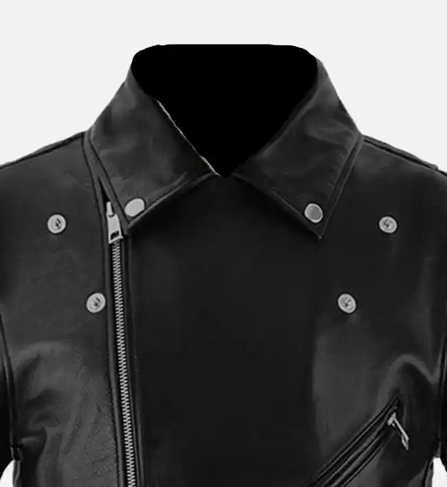 Men's Asymmetrical Black Biker Leather Jacket