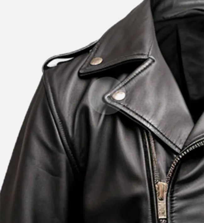 black biker genuine leather jacket for men