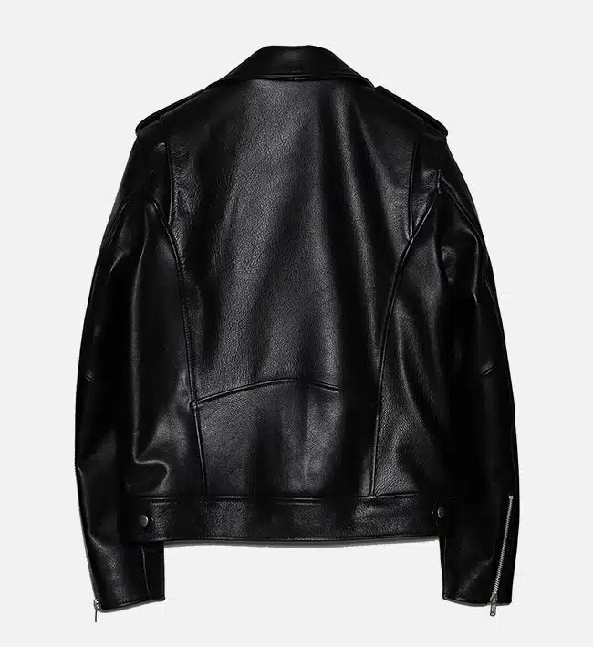 Men's Double Zipper Black Biker Jacket