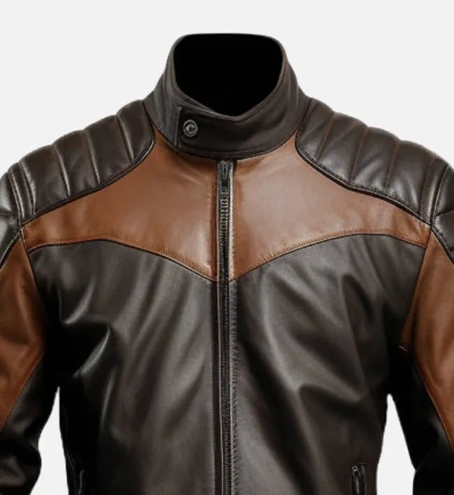 Men's Black Brown Biker Stylish Leather Jacket