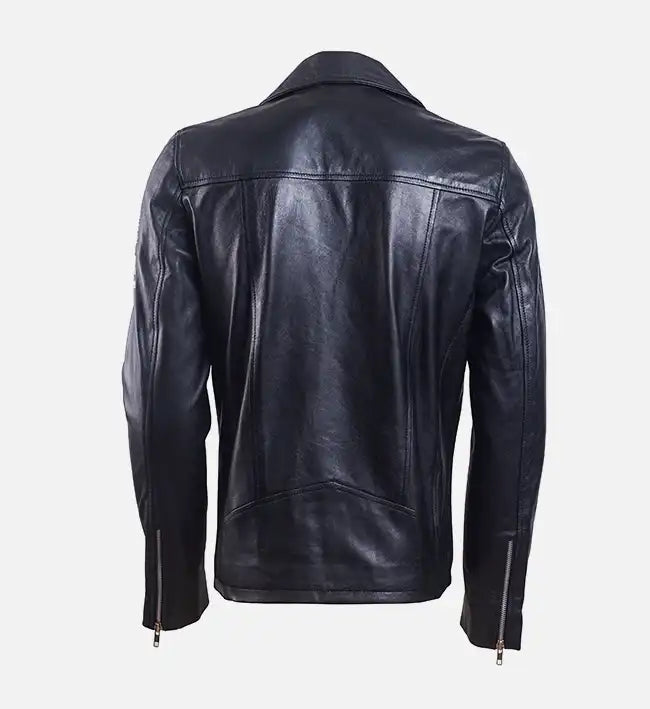 Men's Black Leather Biker Jacket