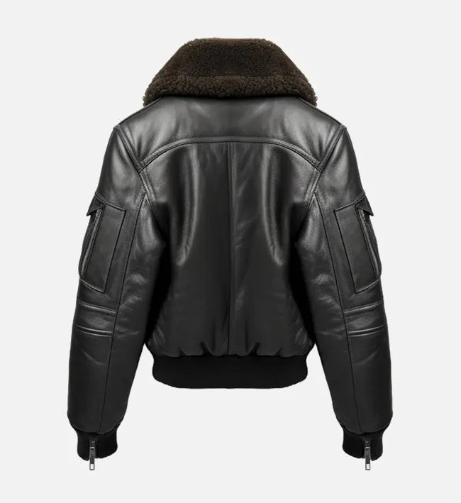 Men's Black Leather G1 Bomber Jacket