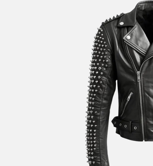 Men's Black Studded Biker Stylish Leather Jacket