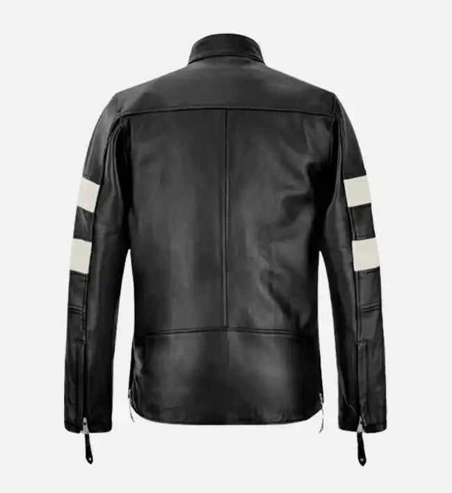 Men's Slim Fit Black & White Leather Jacket