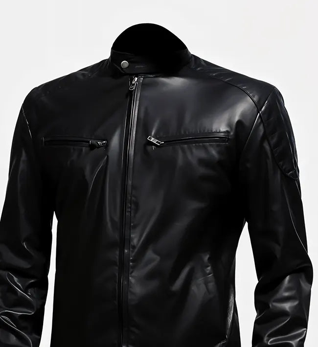 black leather biker jacket for men
