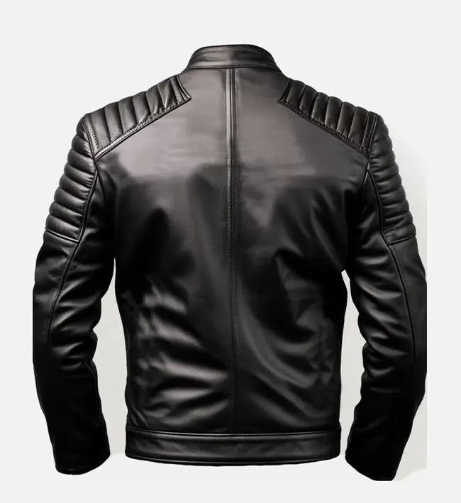 black real leather jacket for men