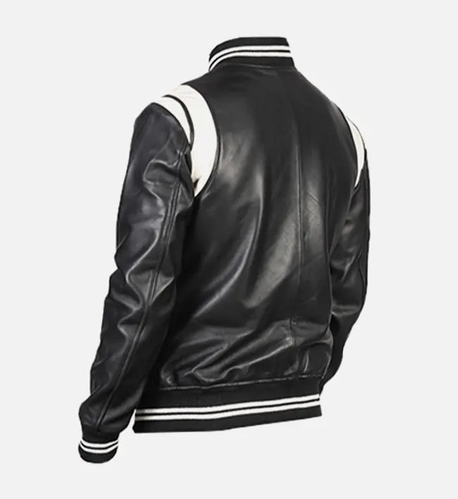 black varsity mens leather jacket