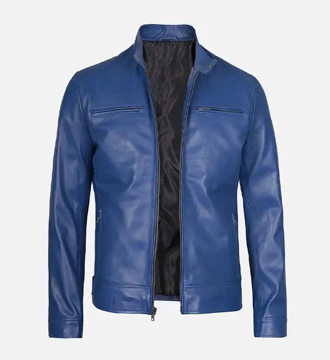 blue leather jacket for men
