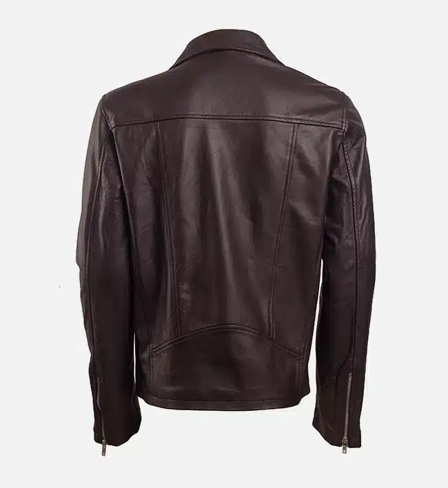 Men's Chocolate Brown Leather Biker jacket