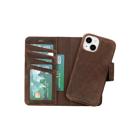 iPhone Wallet Case Distressed Coffee