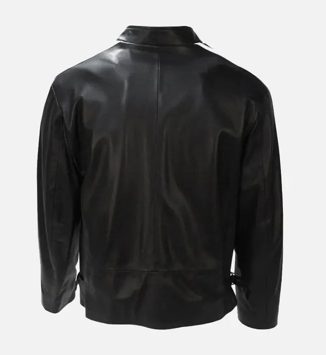 Men's Black & White Cafe Racer Leather Jacket