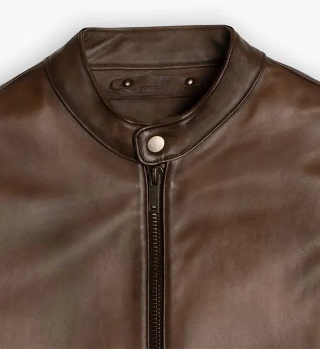 Men's Brown Cafe Racer Leather Jacket