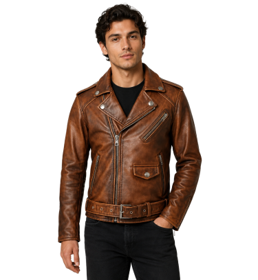 Men's Vintage Biker Brown Leather Jacket Test