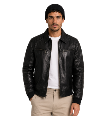 Men's Bomber Brown Leather Jacket Test
