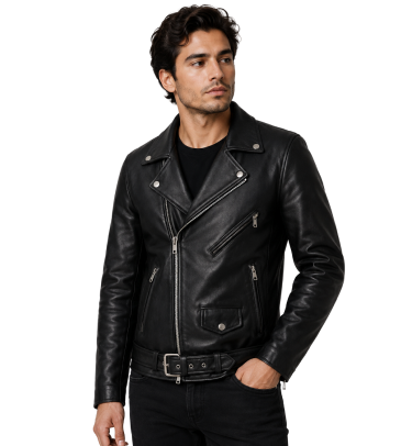 Men's Bomber Black Leather Jacket test 2