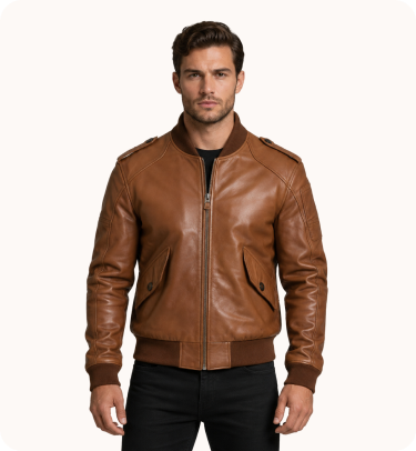 Men's Bomber Brown Leather Jacket