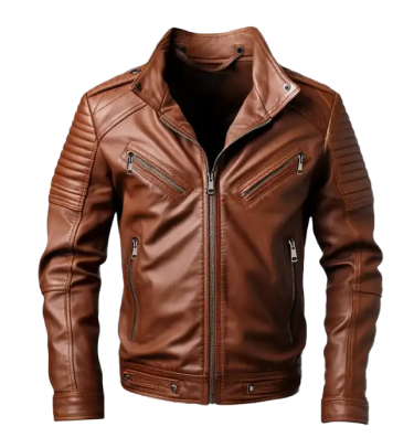 Men's Bomber Brown Leather Jacket Test 1