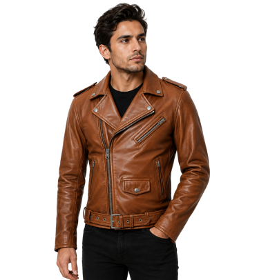 Men's Bomber Brown Leather Jacket Test 2