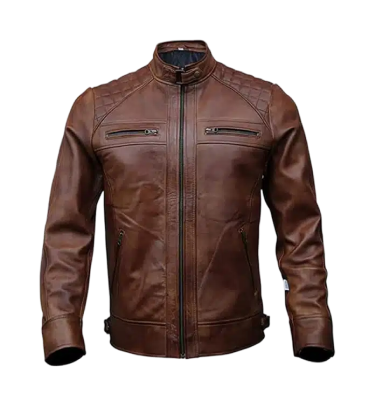 Men's Hudson Brown Moto Biker Leather Jacket Test 2
