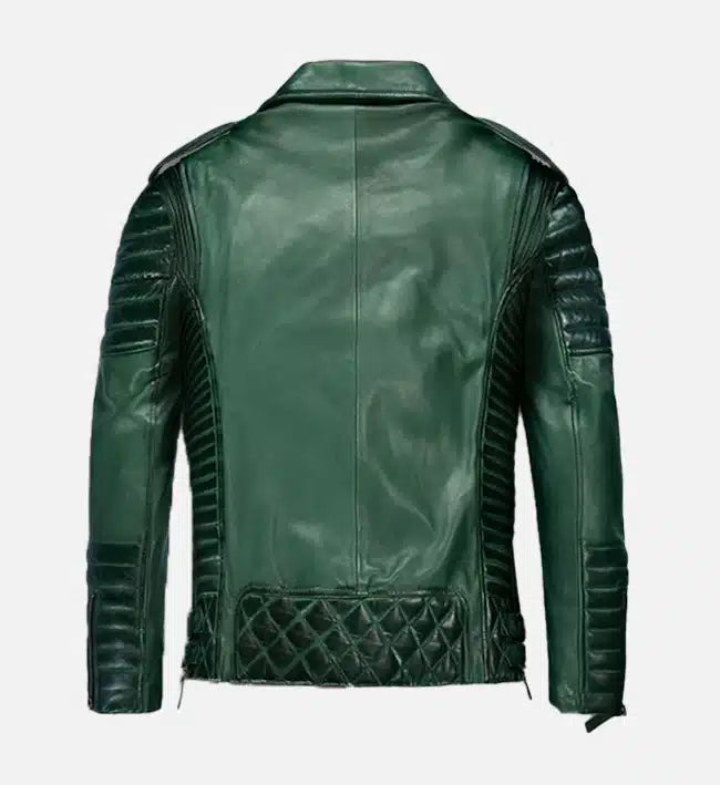 Men's Charles Burnt Green Leather Jacket