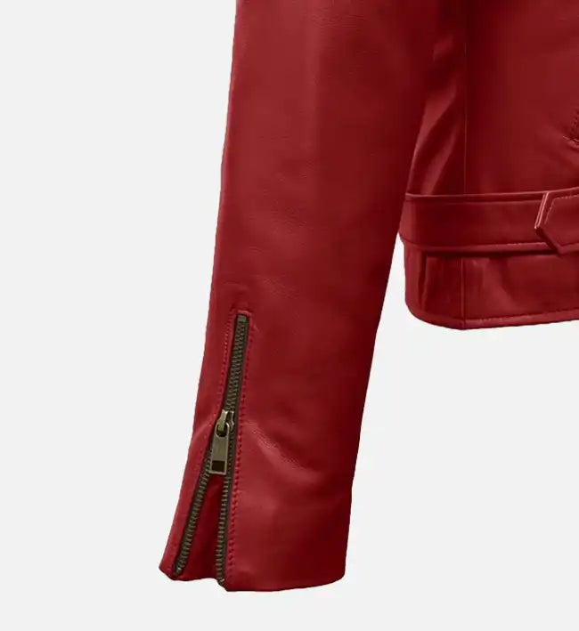 Women's Christmas Red Leather Jacket