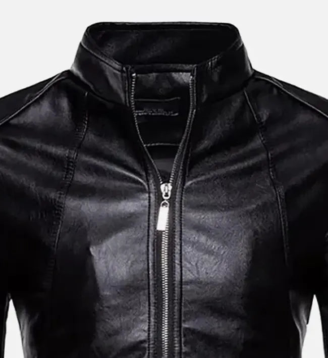 classic black leather jacket for men
