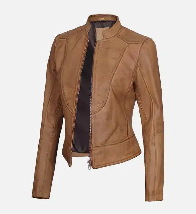 Ricki in Gigli Brown Leather Jacket