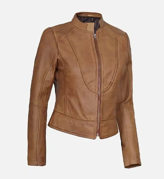 Ricki in Gigli Brown Leather Jacket