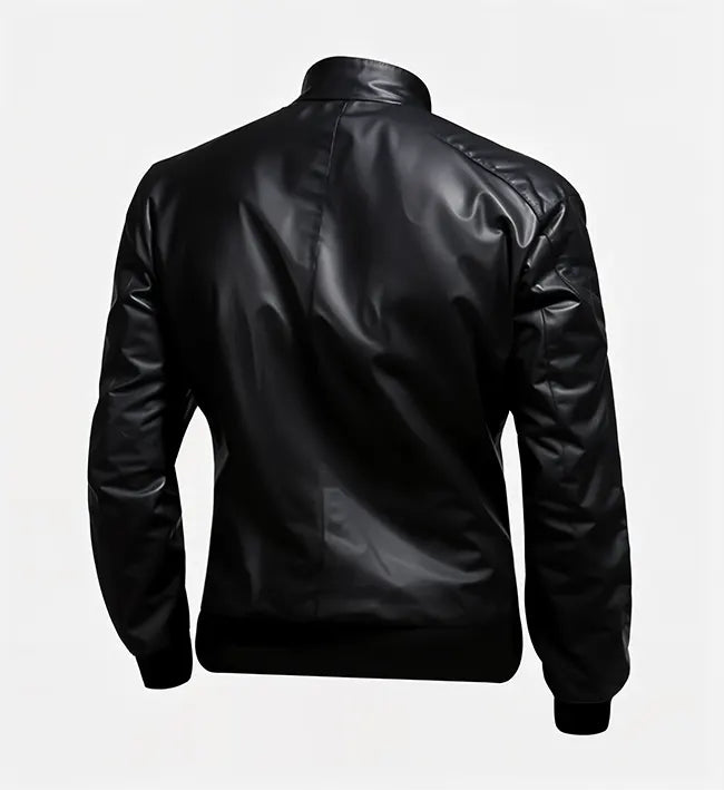 leather black biker jacket for men
