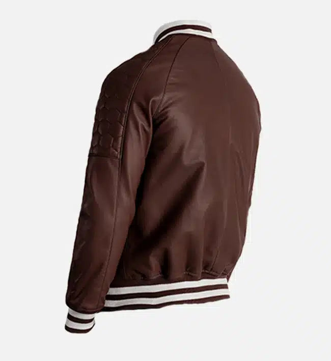 Men's Maroon Leather Varsity Jacket