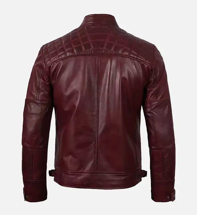 Men's Real Leather Maroon Biker Jacket