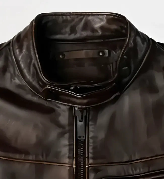 men biker brown jacket